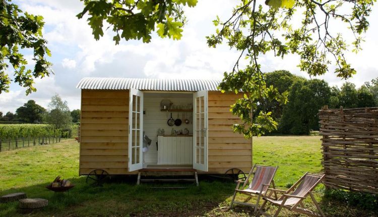 Shephards Hut at Oxney Organic Vineyard in East Sussex